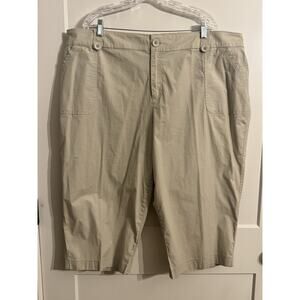C.J. Banks Women's Plus Capri Pants Sz 24W Classic Fit Khaki Brown Vacation NWT